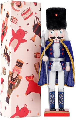 COMBIUBIU 14.8 inch Christmas Decorations Nutcracker Soldiers,Premium Wooden Traditional Nutcracker Figures,Festive Collectible Nutcracker Gift for Thanksgiving Christmas Decor(Blue)