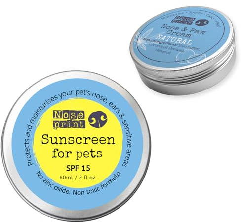 Noseprint LSF 15 oder Sonnenschutzbalsam für Haustiere 60 ml in Dose | Feuchtigkeitsspendender Sonnenschutz für Hunde und Katzen Ungiftige Formel Hundenasenbalsam Hundepfotenbalsam Sonnencreme