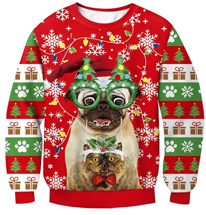 BesserBay jul barn sweatshirt långärmad tröja tryck unisex 4–14 år, jul husdjur, 10 år
