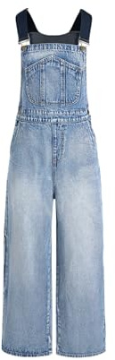 CIDER Overalls for Women Denim Pocket Buckle Up Wide Leg Jumpsuit Casual Outfits Trendy: Demim, M
