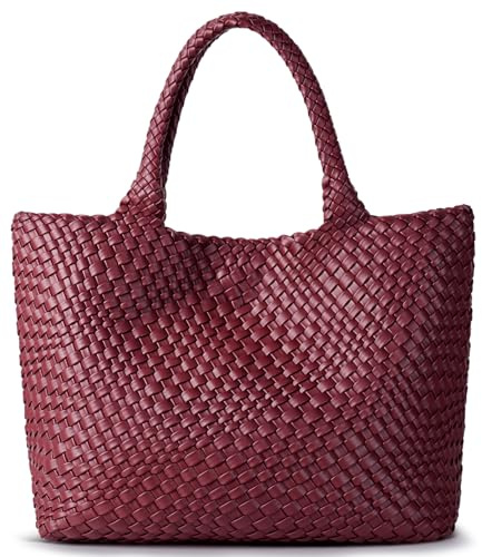 JOTOFIT Gewebte Tasche für Damen, modische Schultertasche mit Tragegriff oben, weiches veganes Leder