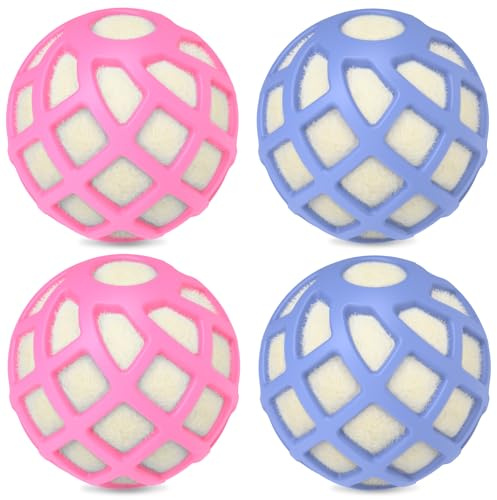 Zero-Shed Dryer Balls – Patented Silicone Guard, Natural Wool Core, Super Anti-Tangle & Saves Drying Time, Reduces Static & Noise, Natural Fabric Softener, XL 3 (Pink Light Blue, Pack of 4)