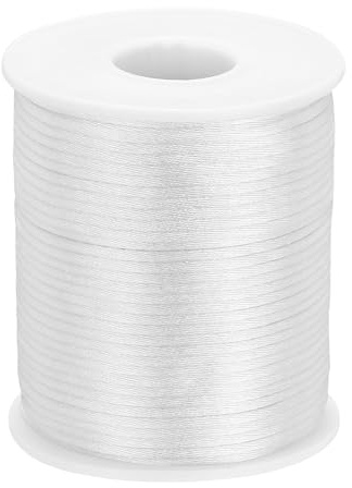 QUARKZMAN Cordón de Nylon de 2mm x 55 Yardas Cuerda de Macramé Trenzada Hilo Cordón Suave para Hacer Joyas, Suministros para Manualidades, Blanco