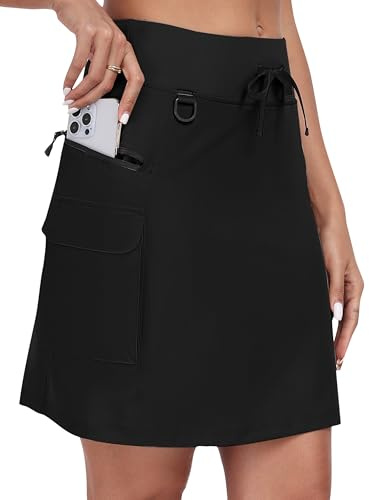 MoFiz Rock Damen Outdoor Wandern Skort Sportrock Golfrock Tennisrock | UPF 50+ Schnelltrocknend, Wasserabweisend Wanderrock mit Innenshorts 4 Taschen