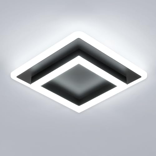 DELIPOP Lampada da soffitto a LED, 30W Plafoniera LED Moderna Quadrata, Lampadario Nero in Acrilico per Camera da letto, Cucina, Corridoio, Luce Bianca Fredda 6500K