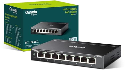 TP-Link ES208G 8 Port Gigabit Network Switch, Omada Ethernet Switch, Ethernet Splitter, Metal Case, Easy Cloud Managment, Silent operation, Energy Saving, Plug & Play, Desktop/Wall Mounting