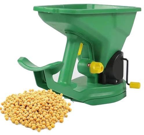 HYYKEJI 1.5L Handheld Manual Dispenser, Portable Rotary Lawn Spreader, 5 Gear Seed Adjustment, Easy to Use, Even Spread, for Gardens Lawns Small Farms