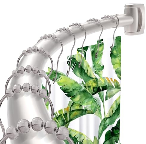 Brushed Nickel Curved Shower Curtain Rod 33-78 Inches Adjustable Splicing Design Curved Shower Rods Round Shower Curtain Rod Rust Proof Stainless Steel Curved Shower Rods For Bathroom Need to Drill