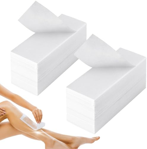 Bandas Depilatorias 200 Piezas, Bandas de cera no tejidas profesionales, Pack de depilatorias para cara cuerpo y piernas, Apta para cera caliente y fría, Piel suave sin irritaciones