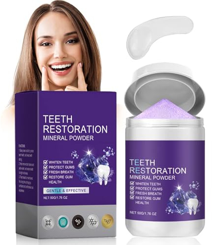 Luxvara Poudre de Blanchiment des Dents Blanche, Poudre Blanchissante Dents avec Mini Spatule Incurvée, Poudree Minérale pour Dent, Teeth Whitening Powder avec Spatule Maquillage, 50g