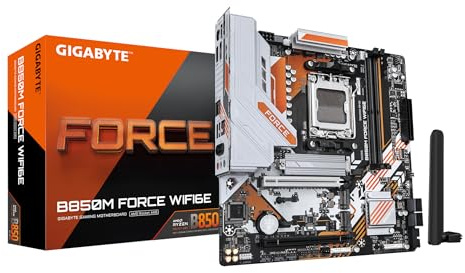GIGABYTE B850M FORCE WIFI6E Scheda Madre – Supporta processori AMD Ryzen serie 9000, VRM digitale a 8+2+2 fasi, fino a 9600 MHz DDR5 (OC), 1 x M.2 PCIe 5.0 + 2 x M.2 PCIe 4.0, Wi-Fi 6E, LAN 2.5 GbE