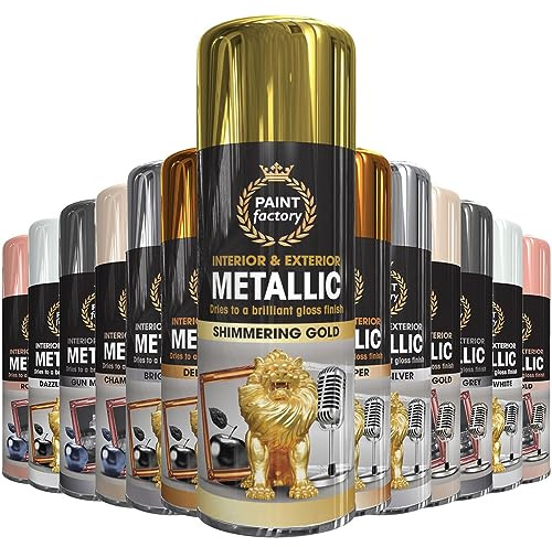 AlezyB 1 x Metallic Shimmering Gold Spray Paint 400ml Multi-Purpose Aerosol Use for Metal and Wooden Furniture, Ornaments, Decorative Items and Much More for Interior & Exterior - M3