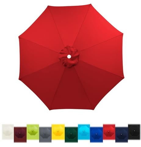 Toldo de Repuesto para Sombrilla Parasol de Poliéster 2.0m 2.30m 2.5m 2.7m 3.0m 3.5m, Reemplazan la Cubierta de la Sombrilla para Jardín, Playa, Mercado(Rojo,3.00m/8 Arms)