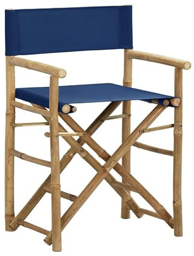 Eleganz Klappbare Regiestühle 2 STK. aus Bambus & Stoff (100% Polyester) – Leicht & stabil für Garten, Terrasse oder Balkon – Platzsparend & bequem