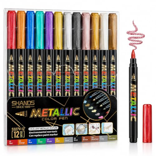 12 Stück Tattoo Stifte Kinder Temporäre Tattoo Markers for Skin Glitzer Tattoo Set Kinder Wasserfest Glitzer Tattoo Stift Pen für Erwachsene Geburtstage Party Geschenk