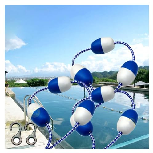 Corde de sécurité avec crochets pour piscines, voies navigables et zones peu profondes – Ligne de guidage flottante durable bleu et blanc pour entraînement compétitif