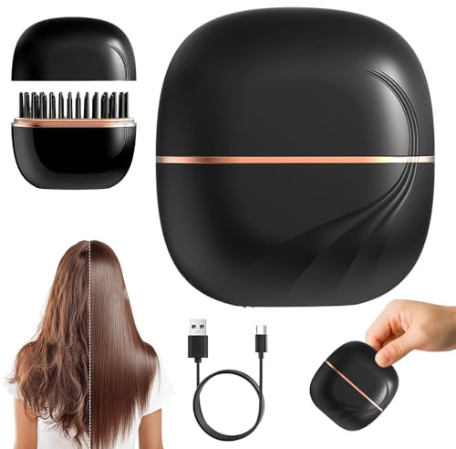 Mini-Glätteisen Kabellos, 2026 Neu Haarglätter Ohne Kabel Mit 3 Temperaturstufen, Tragbarer Taschen Haarglätter Und Volumen-Heiκκamm, Reise Glätteisen Für Glatte Haare Locken Und Bart (Schwarz)