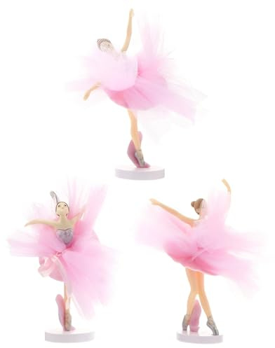 Veemoon 3 Stück Ballerina Cupcake Topper aus Stabilem Material Rosa Tüll Mädchen Kuchenverzierung für Geburtstag Party Leichte Party Kuchenaufsätze für Tortendekoration