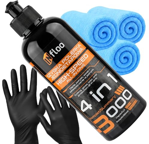 INfloo High Speed All-In-One Pasta de Pulir Coche 3000 – Pulimento 4 en 1 para Arañazos, Abrillantador de Carrocería y Restaurador de Brillo – 300 ml