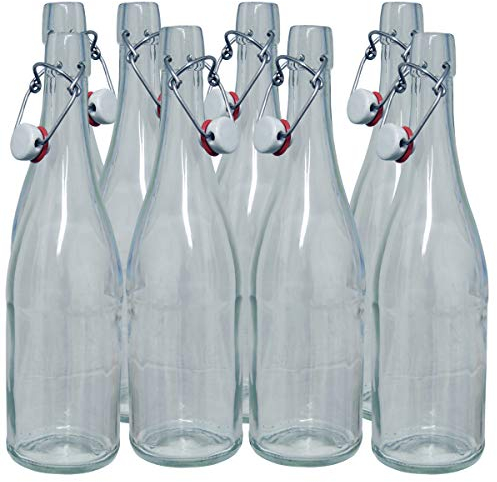BALLIIHOO 750ml Classic Style Clear Glass Swing Top Bottles - Pack of 8