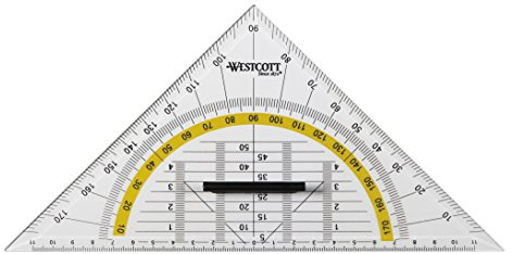 Westcott E-10134 BP-I Geometriedreieck mit abnehmbarem Griff aus Kunststoff, 20-er Packung, 22 cm, transparent
