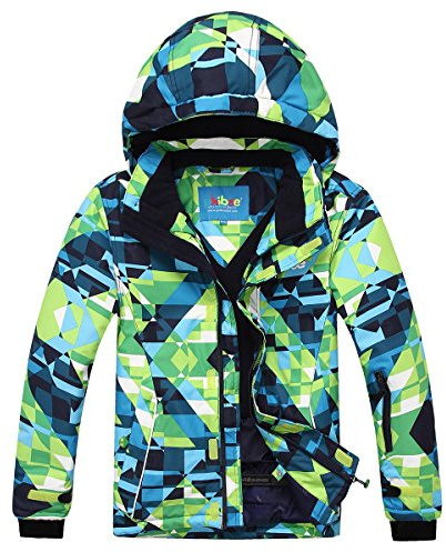 PHIBEE Big Boy's Waterproof Breathable Snowboard Ski Jacket (Print, 12)