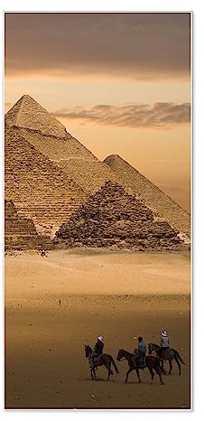 banjado® Magnettafel 37 x 78cm / Magnetwand aus Metall/Magnetpinnwand als Memoboard/Pinnwand Magnettafel Küche, Büro, Kinderzimmer inkl. 4 Magnete & Montageset - Motiv Pyramiden