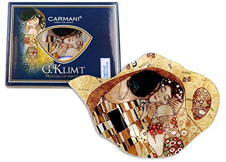 CARMANI - Elegant Tea Bag Holder Dish in Teapot Shape with 'The Kiss' by Gustav Klimt