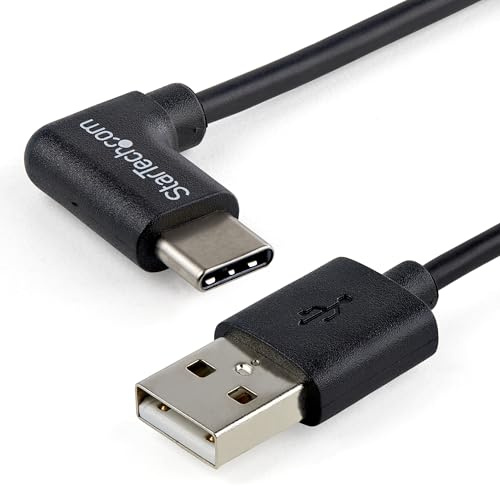 StarTech Cavo USB-A a USB-C 1m Angolato 90°, Ricarica 3A (USB2AC1MR) | Sincronizzazione Dati, USB 2.0, Ideale per Spazi Ridotti