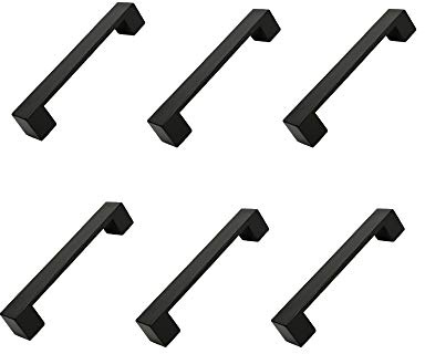 6 Un. TIRADOR Asa Mueble resina ABS negro mate Puerta Armario COCINA - Distancia tornillos 128MM