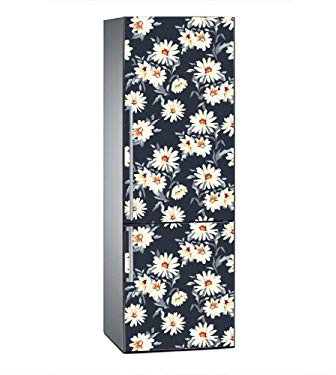 Oedim Vinilo para Frigorífico Estampado de Margaritas 200x70cm | Adhesivo Resistente y Económico | Pegatina Adhesiva Decorativa de Diseño Elegante