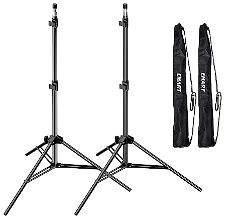 EMART Light Stands 7ft (2.1m) Aluminum Photography Tripod Stand 2 Pack with Case, Portable Photo Studio Support for Softbox, Umbrella, Video Shooting, Speedlight, Flash