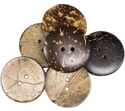 Coconut Buttons - 2 holes / 9 sizes - REVERSIBLE (8, 10, 12, 15, 18, 20, 27, 35 and 38 mm) - Manufactured in EUROPE (27 mm)