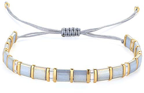 KELITCH Bunt Freundschaft Strecken Armbänder Süßigkeiten Miyuki Perlen Armbänder Gemischt Strang Armbänder - Grau 01F
