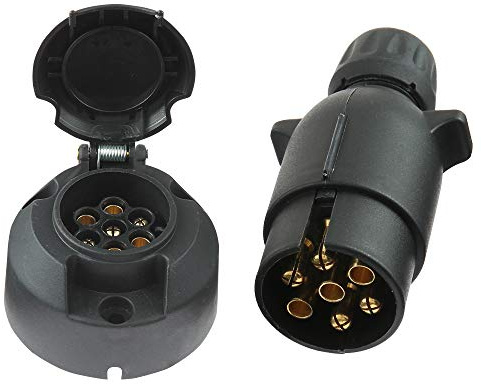 Eacalyc Prise Remorque 7 Broches et Fiche pour Remorque 7 Broches 12V, Prise Attelage Femelle Prise Électrique Male Connecteur Prise de Remorque Étanche pour Camion RV ou Bateau