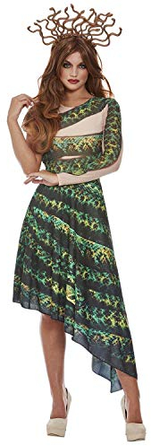 Amakando Außergewöhnliches Schlangen-Kostüm Hydra/Grün-Schwarz L (42/44) / Medusa Kleid mit Haarreif für Frauen/Perfekt geeignet zu Kostümfest & Mottoparty