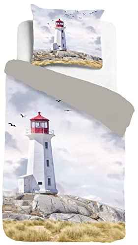 ESPiCO Bettgarnitur Sleep and Dream Leuchtturm Felsenstrand Vögel Urlaub Landschaft Meer Renforcé, Größe:135 cm x 200 cm