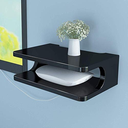 Hanghaijia. Floating Regal Wandmontierte Klammerhalterung TV-Box Set-top-Box Modem-Kabelbox DVD-Player für WLAN-Router-Player-Streaming-Gerät Wand-Mount-Regal (Farbe: Schwarz) (Color : Black)