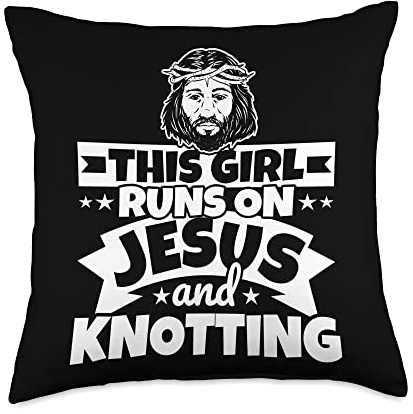Girl runs on Jesus and Knotting Throw Pillow
