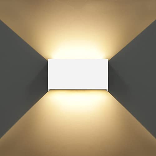KAWELL 12W Modern Wandleuchte LED Wandlampe Up Down LED Wandbeleuchtung | Aluminium, Einstellbarer Abstrahlwinkel, Innen Außen, Wasserdicht IP65, für Badezimmer Treppen Schlafzimmer Wohnzimmer Flur