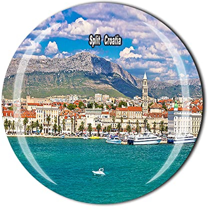 Kühlschrankmagnet, Motiv: Split-Kroatien, Kristall, Touristen, Souvenir, Geschenk-Kollektion, Kühlschrank-Magnet-Aufkleber