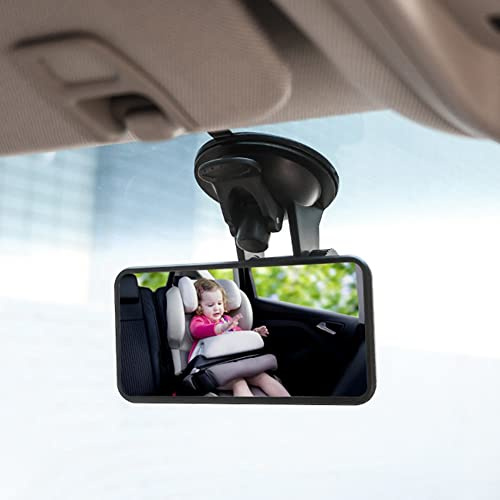 JSCARLIFE Rétroviseur de voiture pour bébé, réglable à 360 °, rétroviseur intérieur de voiture, 100 % incassable, accessoires de voiture pour siège enfant face à l'arrière