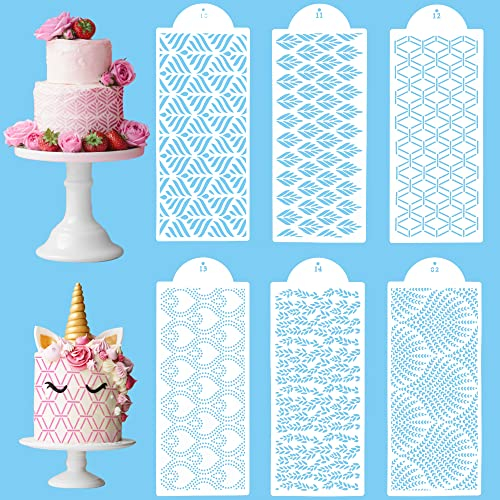 SIYINGSAERY 6 Stück Torten Schablonen Kuchenschablonen DIY Buttercreme Schablon Schablone Spitze Fondant Kuchen Dekoration Schablonen Backschablonen für Kuchen, Mousse, Schokolade, Dessert