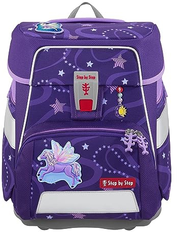 Step by Step Schulranzen-Set Space „Pegasus Emily“ 5-teilig, ergonomischer Tornister, höhenverstellbar mit Hüftgurt, für die Grundschule, ab der 1. Klasse, 20L, lila, Pferde-Design