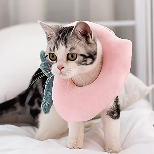 Katzen-Halsband, verstellbares Katzen-Erholungshalsband, Haustier-Schutzhalsband, Katzenkegelhalsband, Wundheilung, schützend, weiche Kegelhalsbänder, für Anti-Biss-Leck (S, rosa)