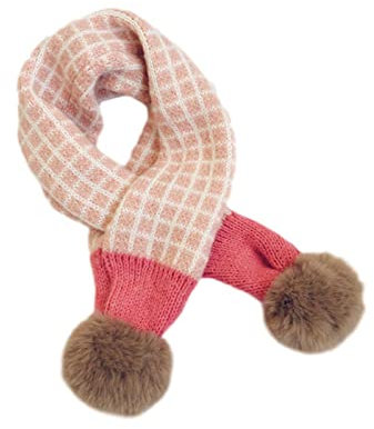 OVLAJ Warmer Schal Kinderschal Für Jungen Mädchen Gestrickt Plaid Pompom Winter Kinderschals-I,78Cm