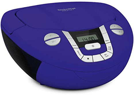 TechniSat Viola CD-1 - tragbarer Stereo CD-Player, Boombox mit praktischem Tragegriff (CD-Radio für Kinder, UKW Radiotuner, Bluetooth-Empfang, 2 x 1 W RMS-Leistung, Netz- und Batteriebetrieb) blau