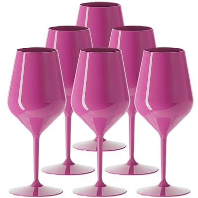 SPARKLERS CLUB Verre à Vin Wine Cocktail INCASSABLE 47cl couleur Rose - Lot de 6 - Verre Incassable en TRITAN, Réutilisable 350 Lavages, Prise en Main facile, Verre pour soirée et évènements