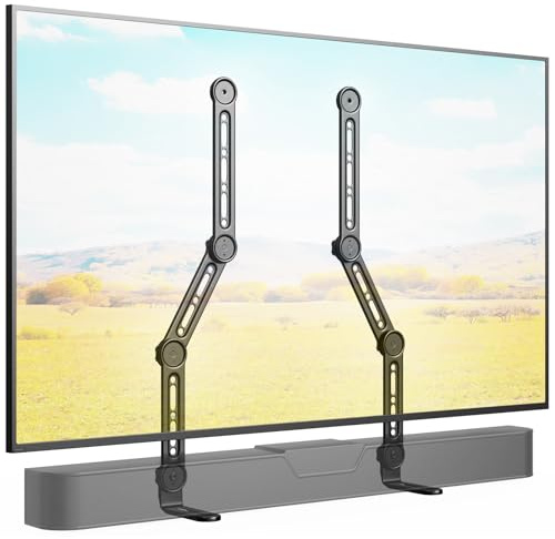 IMtKotW Universal Soundbar Halterung zur Montage unter oder über dem TV, passend für die meisten Soundbars bis 15 kg, für max. 90'' Screens, Soundbar Halterung am TV ohne Bohrer