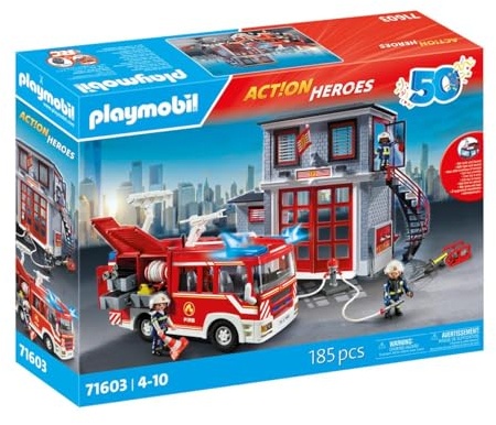 Playmobil 71603 Action Heroes: Fire Rescue Mega Set, large fire brigade set with response team and numerous accessories, action-packed play sets suitable for children ages 4+